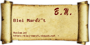Blei Marót névjegykártya
